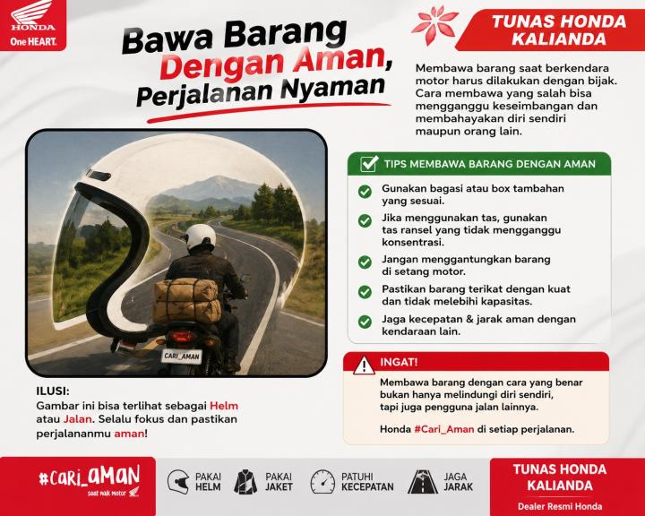 Bawa Barang Naik Motor? Ikuti Tips Aman dari Honda